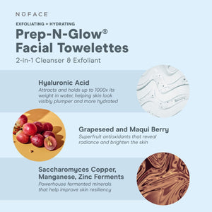 Prep-N-Glow® - Exfoliating & Hydrating Facial Wipes