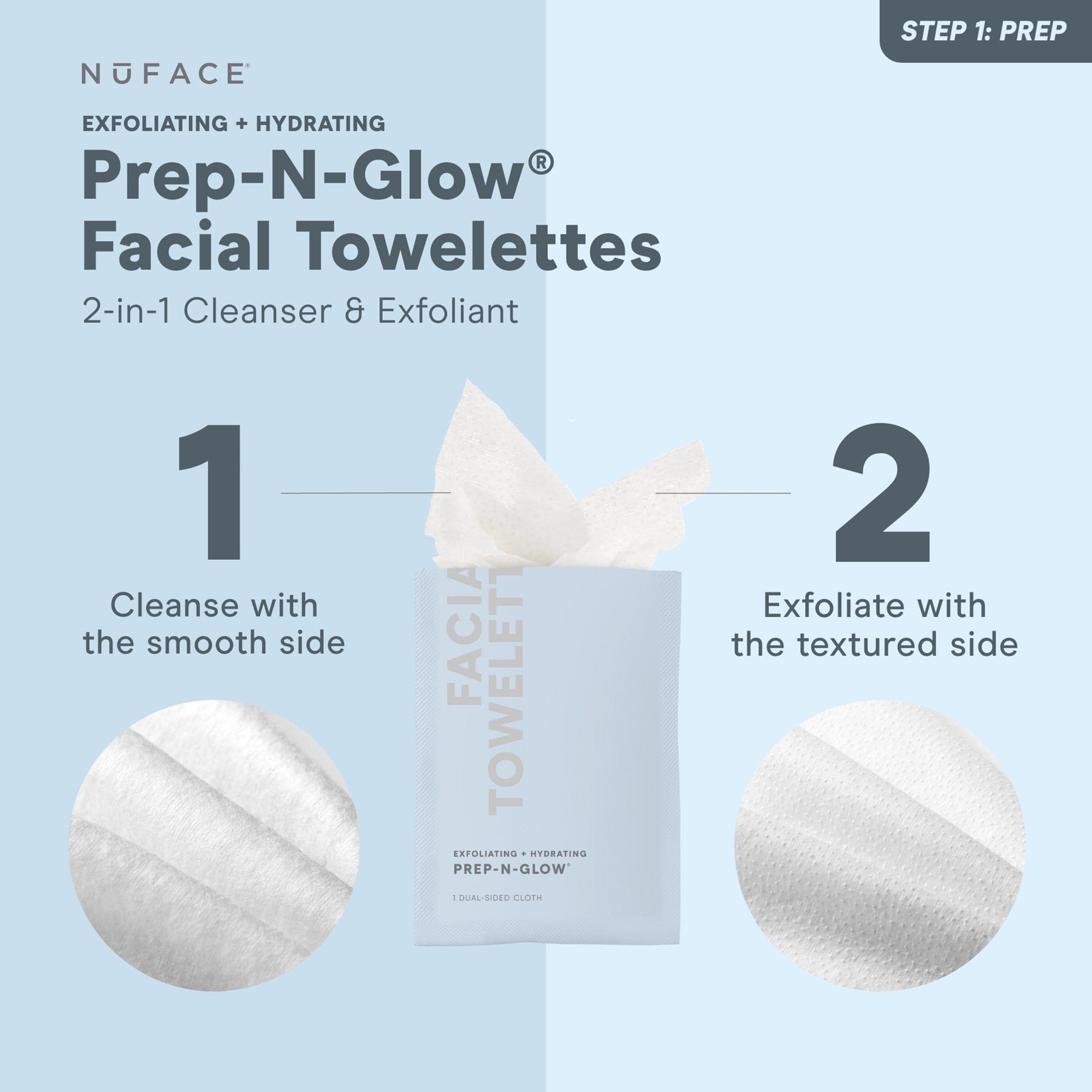 Prep-N-Glow® - Exfoliating & Hydrating Facial Wipes
