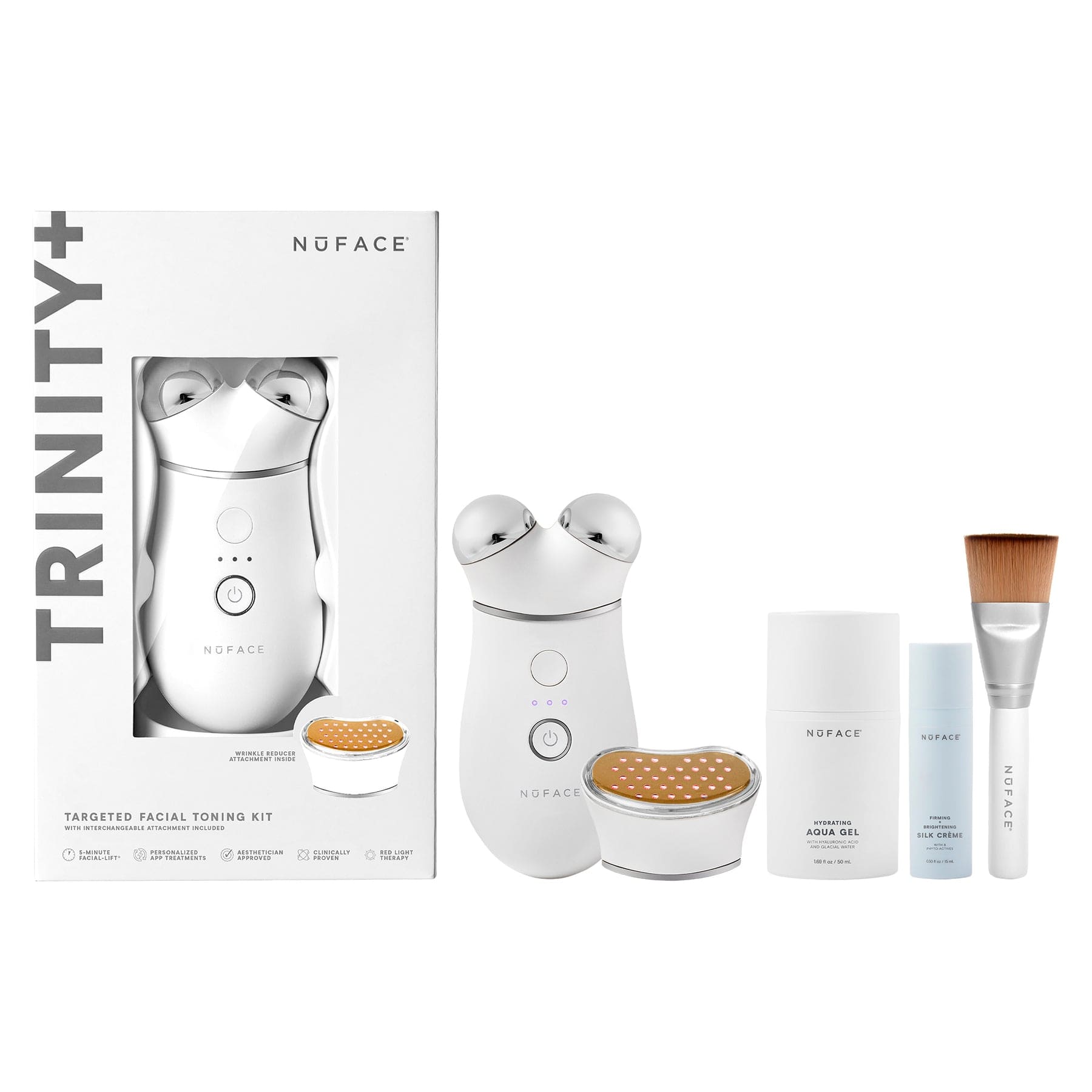 TRINITY+ and Wrinkle Reducer Attachment - Smart Advanced Facial Toning Device with LED Red Light Attachment