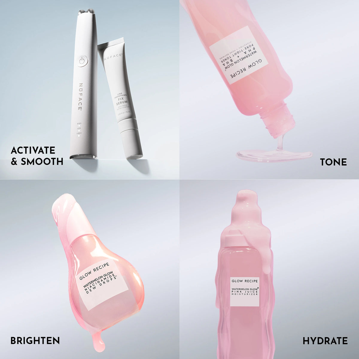 NuFACE x Glow Recipe Smooth & Glow Kit - Microcurrent innovation meets Korean skincare.