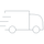 a grey-on-black icon of a delivery truck moving