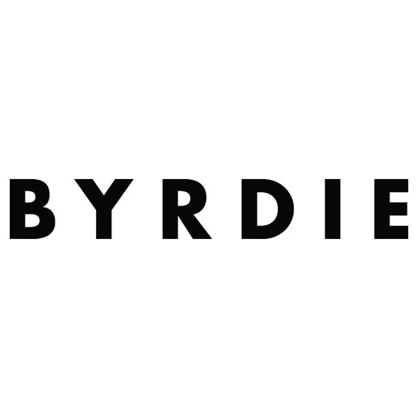 the black-on-white logo for the "BYRDIE" brand