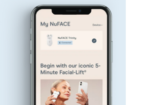a photograph of the MyNuFACE Smart app on a smartphone